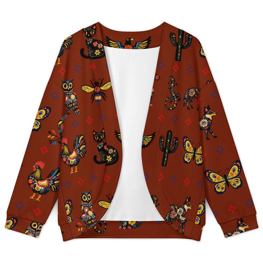 Baha Ranch Colores de Mexico Talavera Floral Animals Drop Shoulder Cardigan