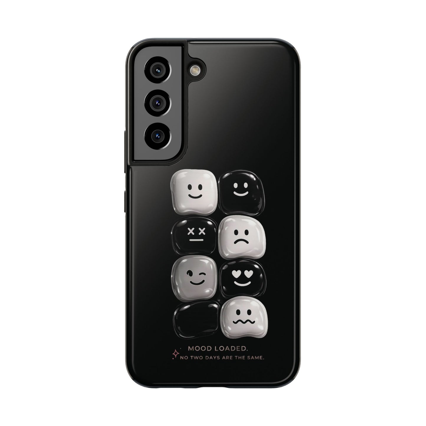 Tough Phone Case — Mood Loaded Black/White Emoji Design (Flip It, Feel It)