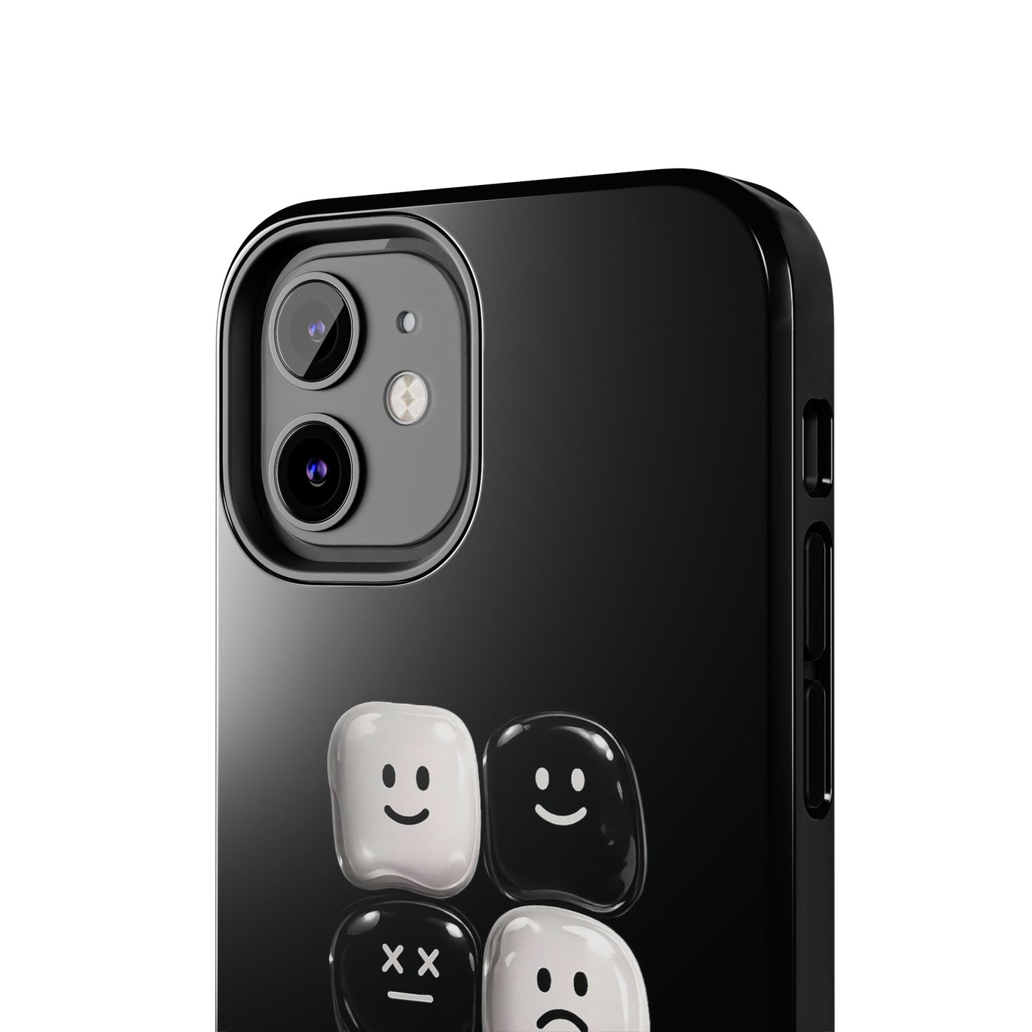 Tough Phone Case — Mood Loaded Black/White Emoji Design (Flip It, Feel It)