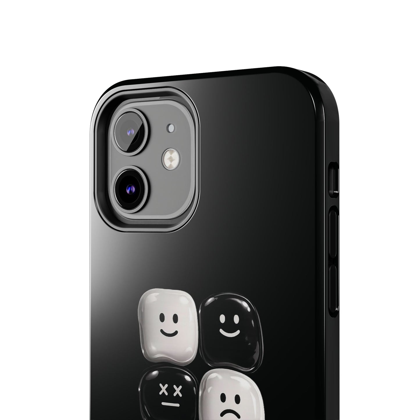 Tough Phone Case — Mood Loaded Black/White Emoji Design (Flip It, Feel It)