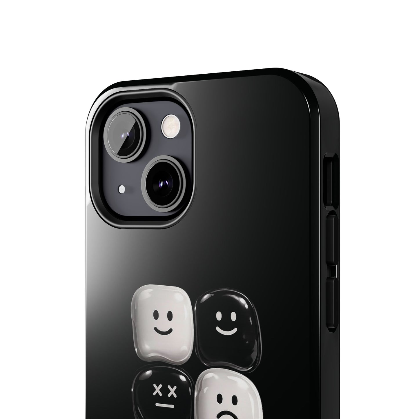Tough Phone Case — Mood Loaded Black/White Emoji Design (Flip It, Feel It)