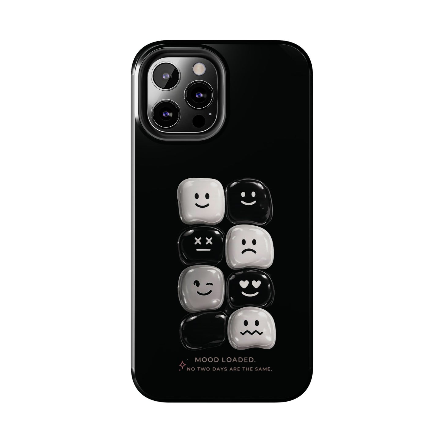 Tough Phone Case — Mood Loaded Black/White Emoji Design (Flip It, Feel It)