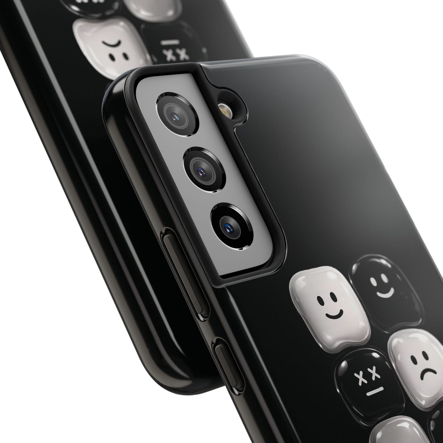 Tough Phone Case — Mood Loaded Black/White Emoji Design (Flip It, Feel It)