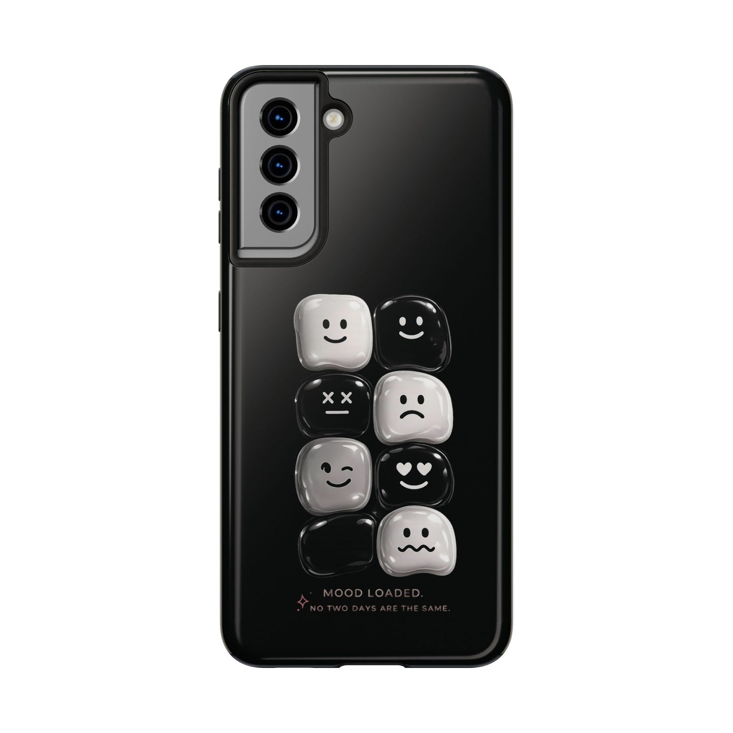 Tough Phone Case — Mood Loaded Black/White Emoji Design (Flip It, Feel It)