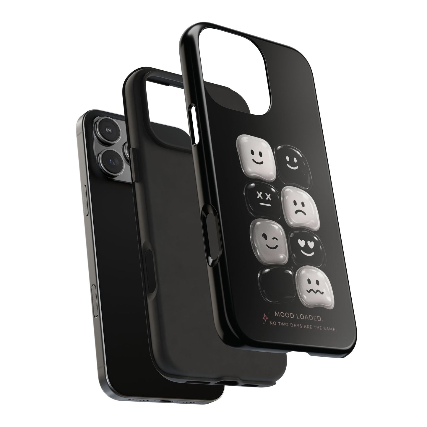 Tough Phone Case — Mood Loaded Black/White Emoji Design (Flip It, Feel It)