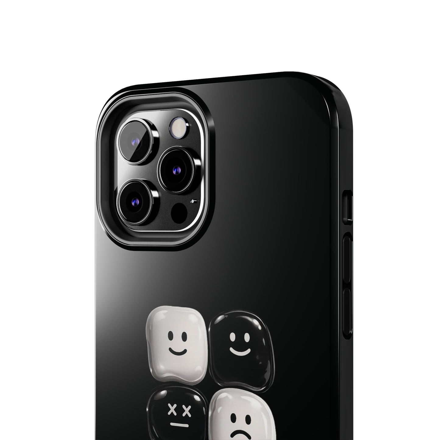 Tough Phone Case — Mood Loaded Black/White Emoji Design (Flip It, Feel It)