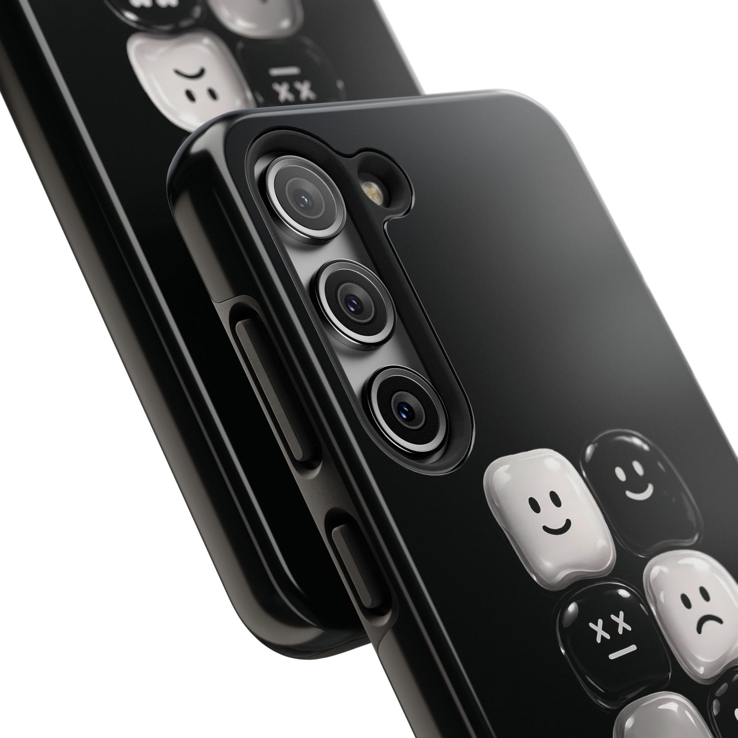 Tough Phone Case — Mood Loaded Black/White Emoji Design (Flip It, Feel It)