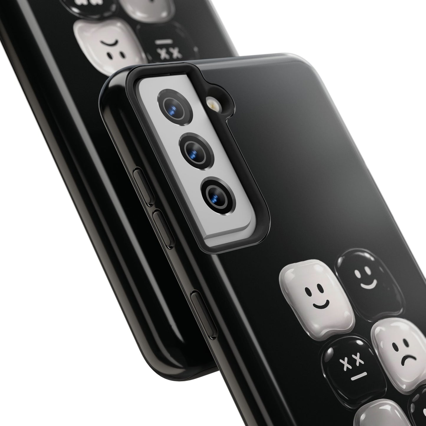 Tough Phone Case — Mood Loaded Black/White Emoji Design (Flip It, Feel It)