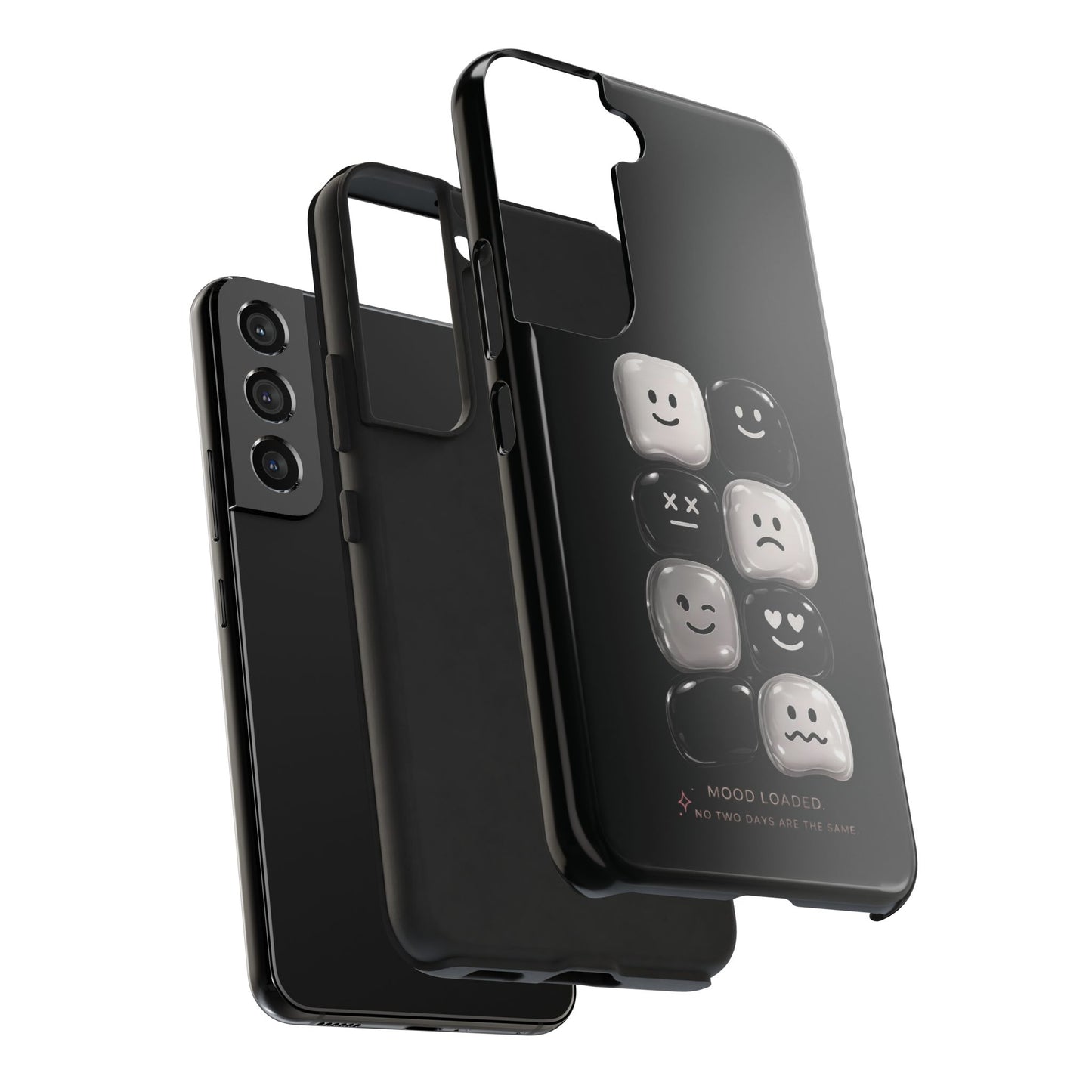 Tough Phone Case — Mood Loaded Black/White Emoji Design (Flip It, Feel It)