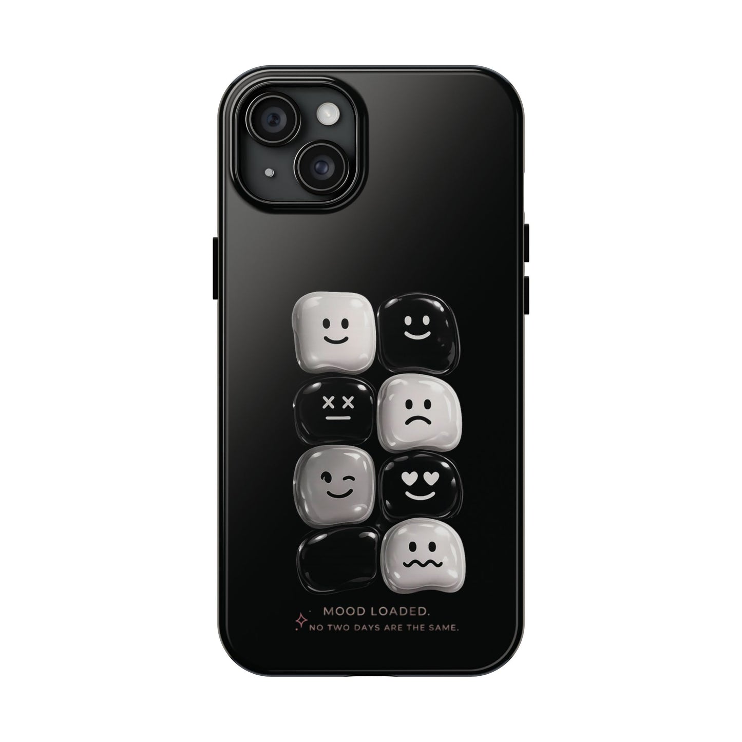 Tough Phone Case — Mood Loaded Black/White Emoji Design (Flip It, Feel It)