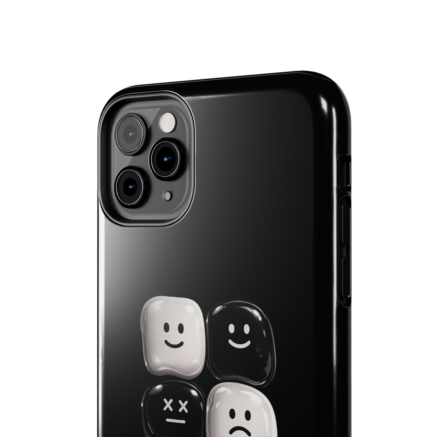 Tough Phone Case — Mood Loaded Black/White Emoji Design (Flip It, Feel It)