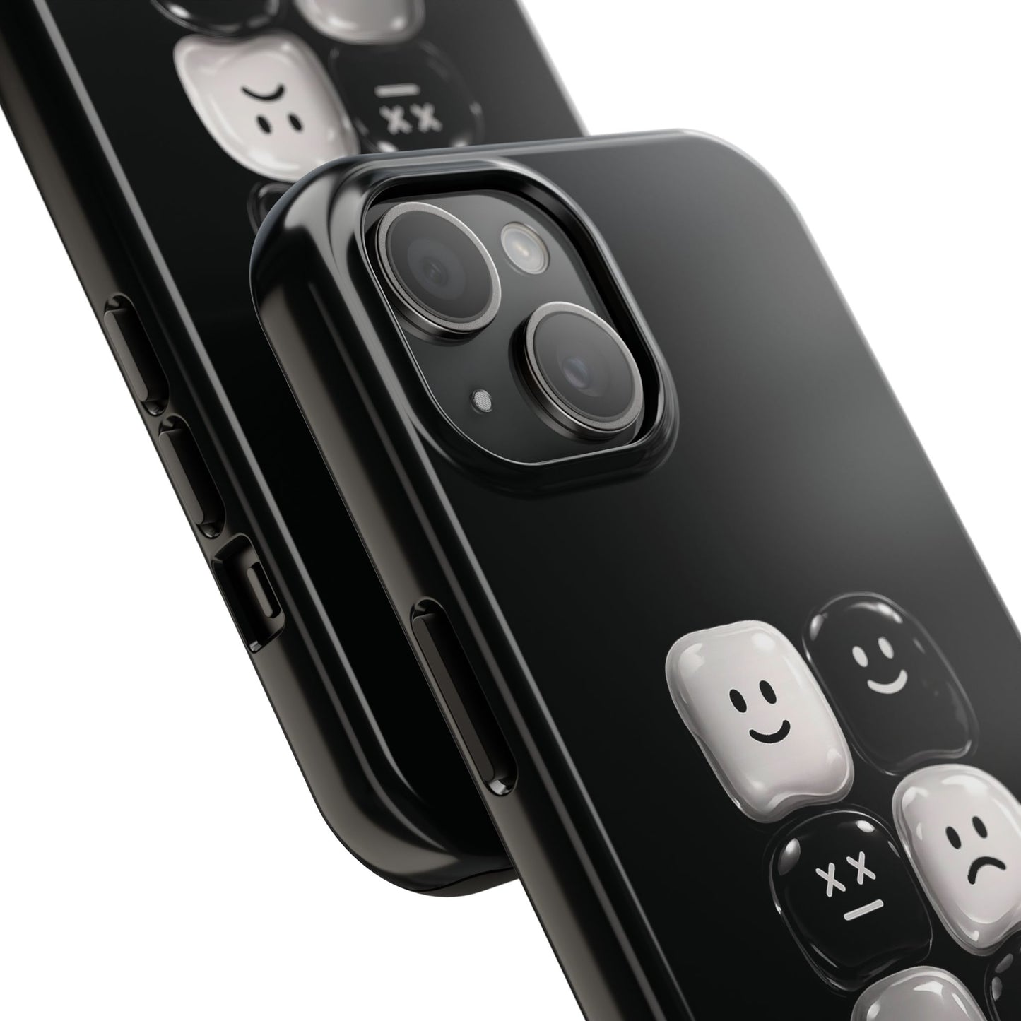 Tough Phone Case — Mood Loaded Black/White Emoji Design (Flip It, Feel It)