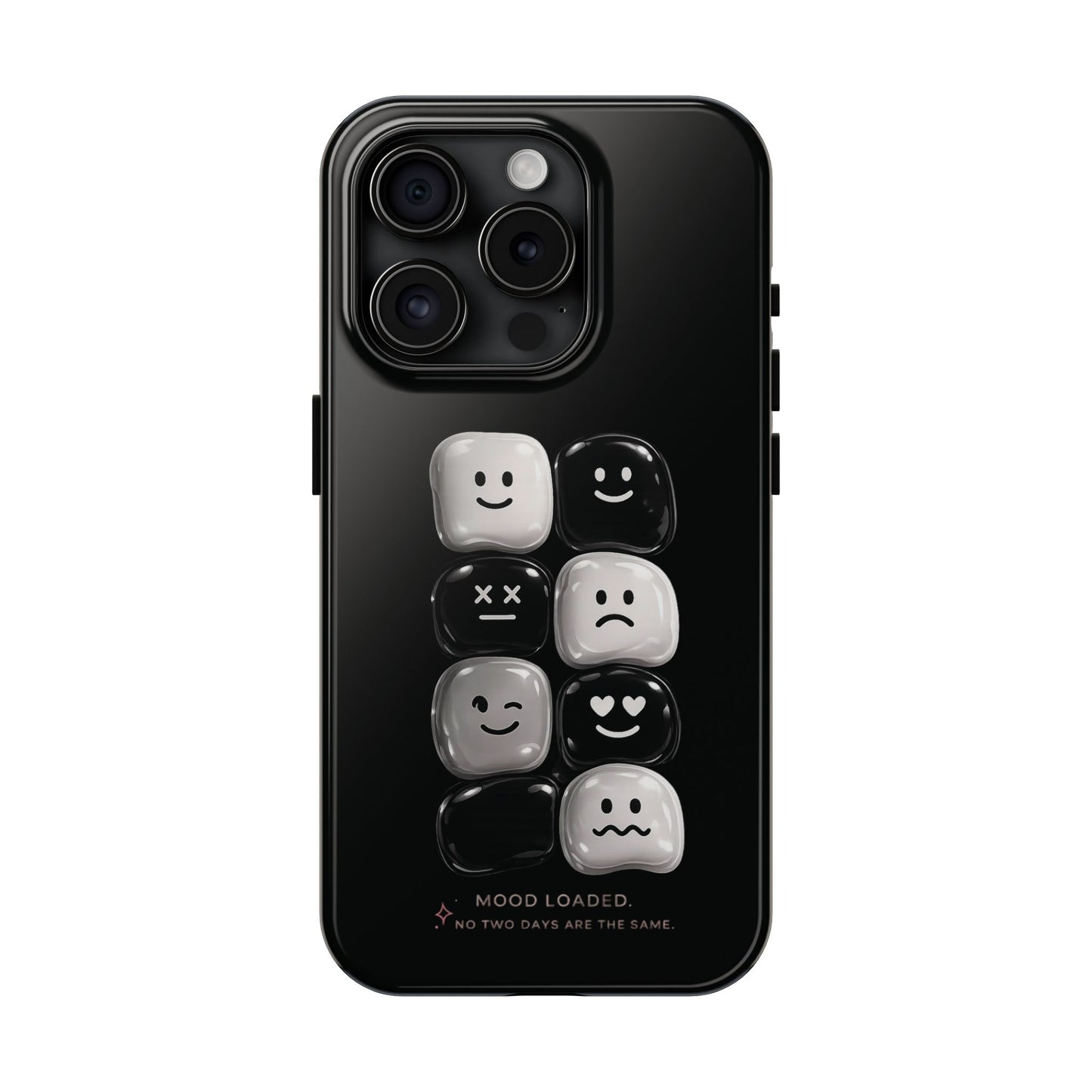 Tough Phone Case — Mood Loaded Black/White Emoji Design (Flip It, Feel It)