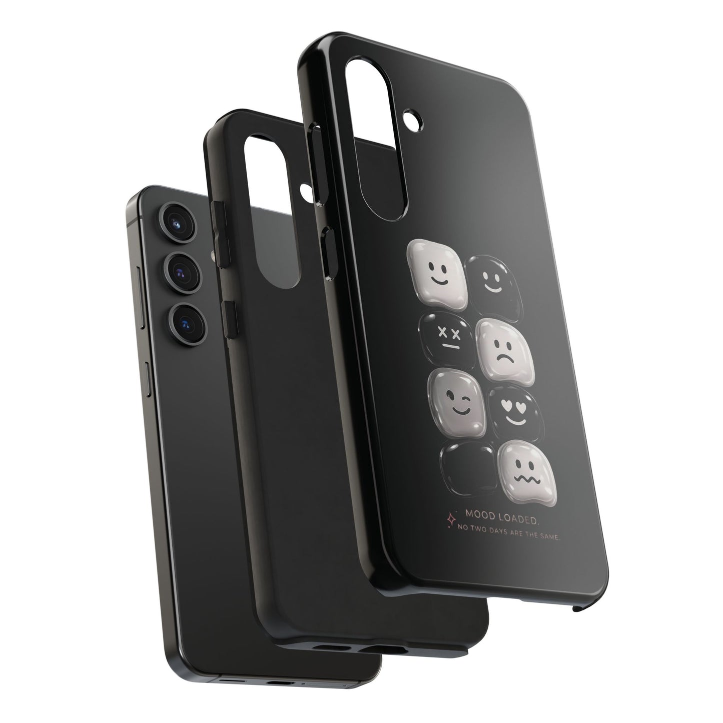 Tough Phone Case — Mood Loaded Black/White Emoji Design (Flip It, Feel It)