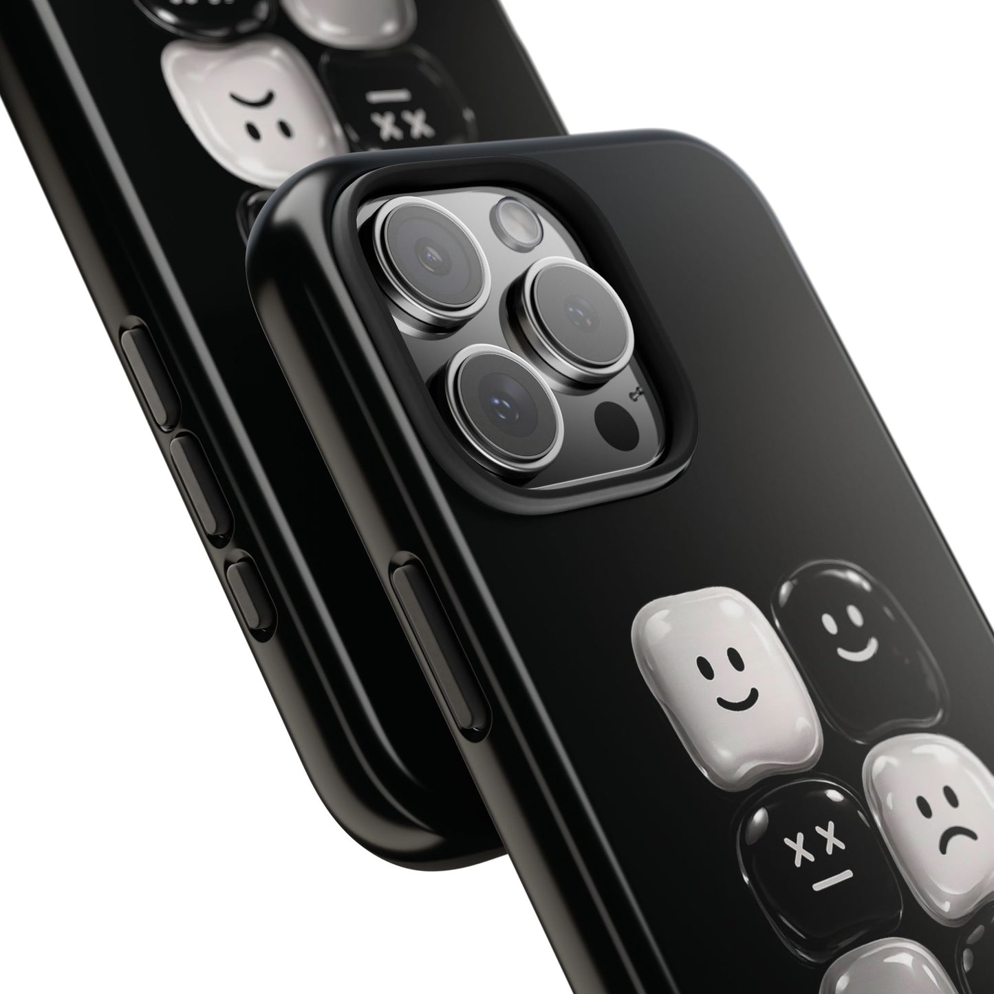 Tough Phone Case — Mood Loaded Black/White Emoji Design (Flip It, Feel It)