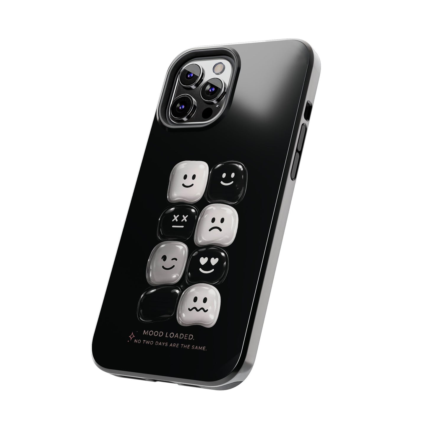 Tough Phone Case — Mood Loaded Black/White Emoji Design (Flip It, Feel It)