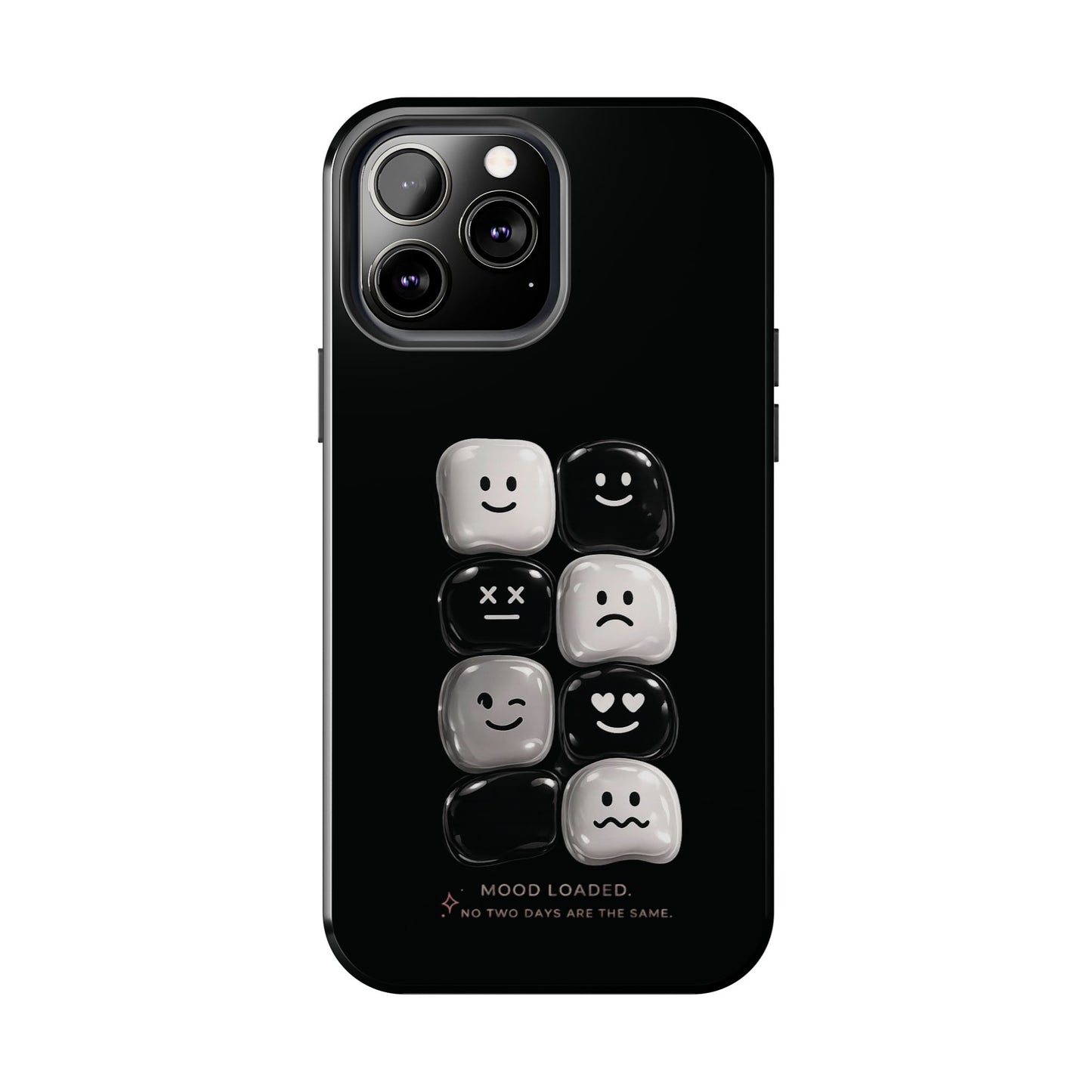 Tough Phone Case — Mood Loaded Black/White Emoji Design (Flip It, Feel It)