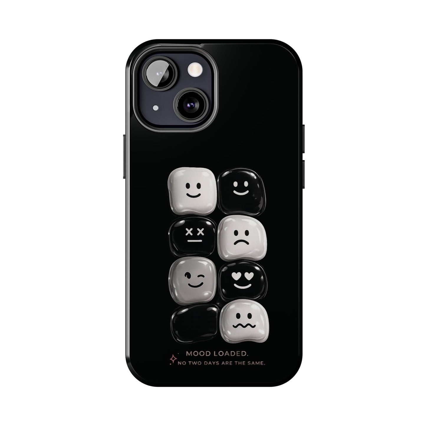 Tough Phone Case — Mood Loaded Black/White Emoji Design (Flip It, Feel It)