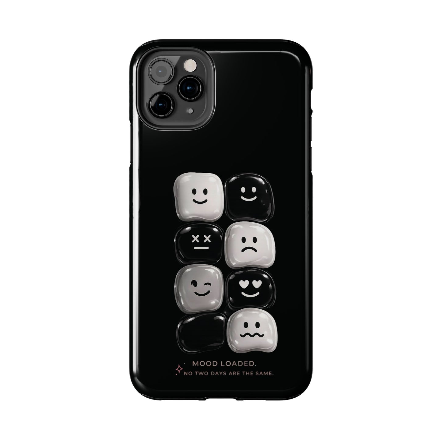 Tough Phone Case — Mood Loaded Black/White Emoji Design (Flip It, Feel It)