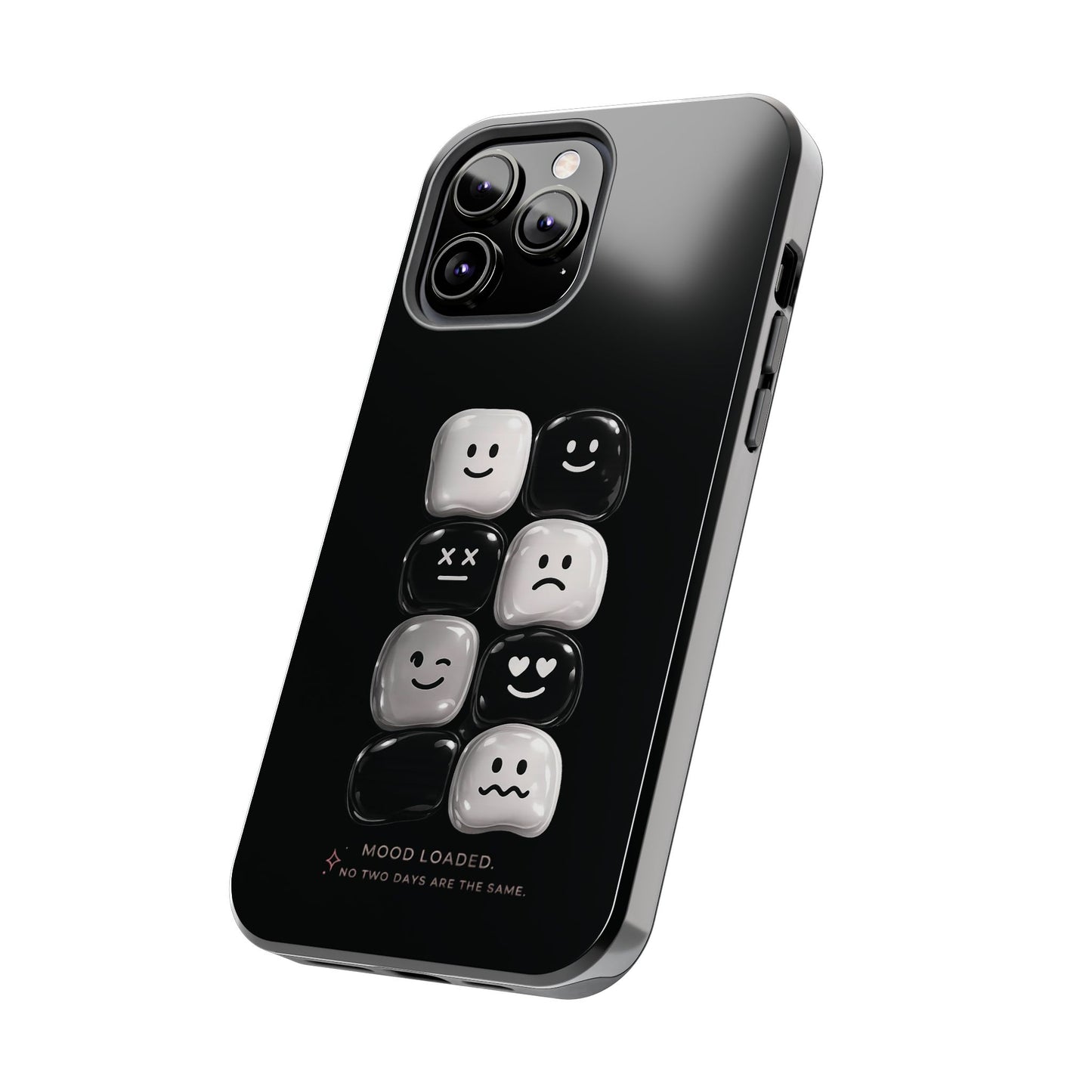 Tough Phone Case — Mood Loaded Black/White Emoji Design (Flip It, Feel It)