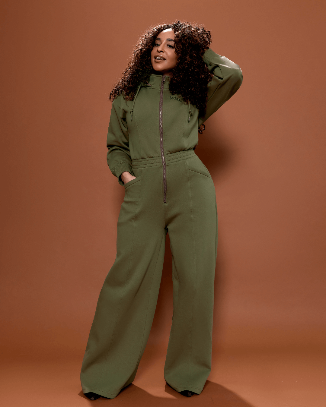 Green Satin Lined Jumpsuit