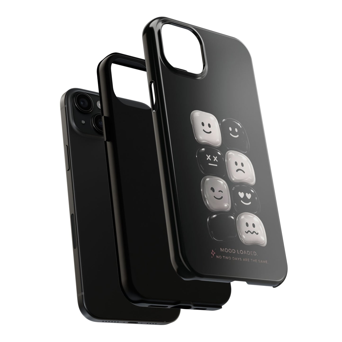 Tough Phone Case — Mood Loaded Black/White Emoji Design (Flip It, Feel It)