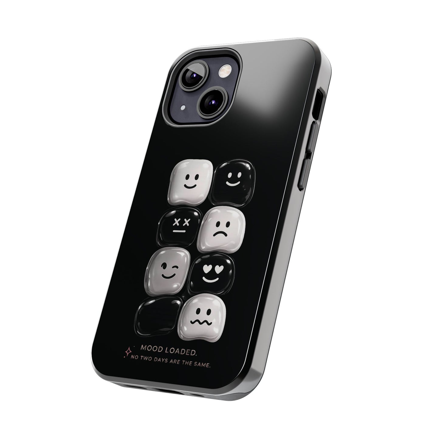Tough Phone Case — Mood Loaded Black/White Emoji Design (Flip It, Feel It)