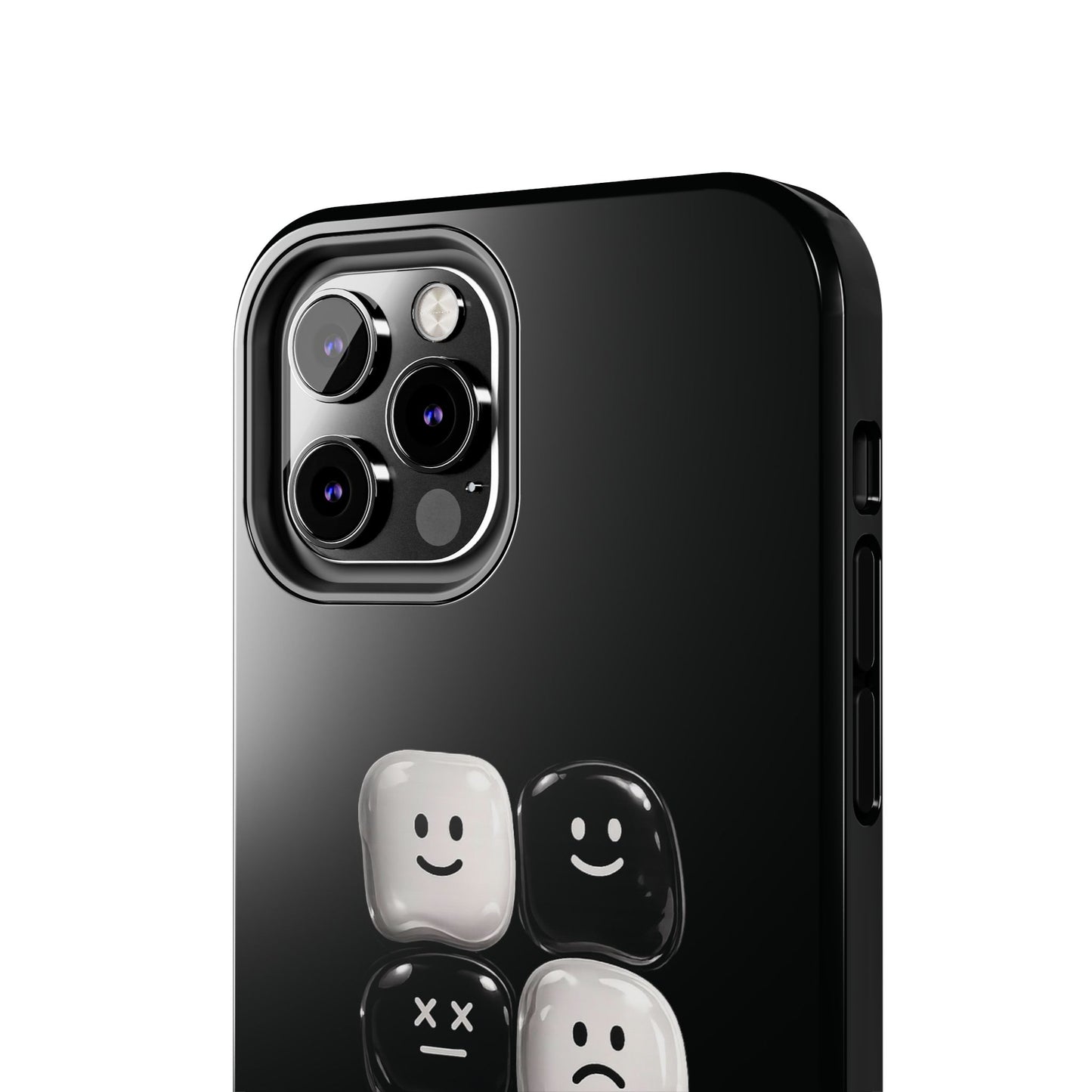 Tough Phone Case — Mood Loaded Black/White Emoji Design (Flip It, Feel It)