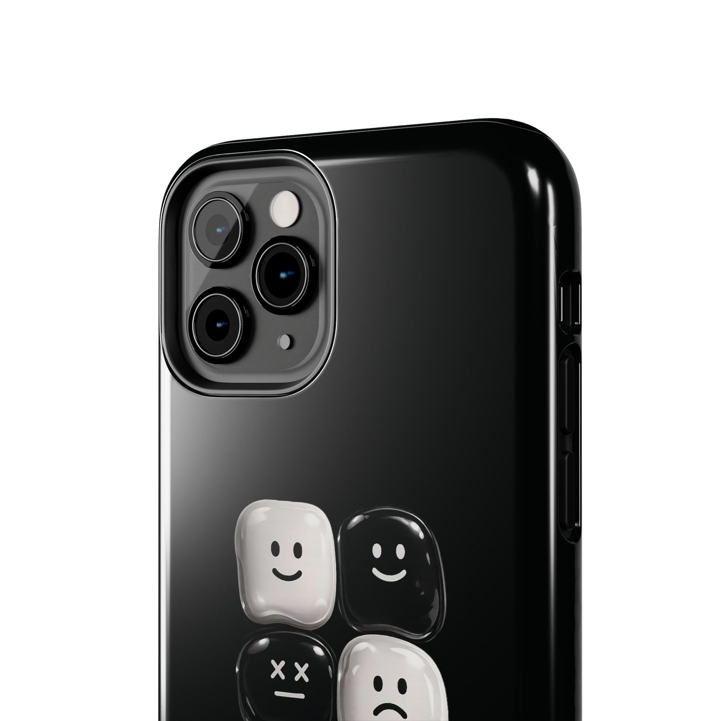 Tough Phone Case — Mood Loaded Black/White Emoji Design (Flip It, Feel It)