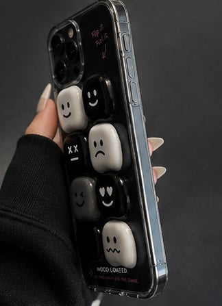 Tough Phone Case — Mood Loaded Black/White Emoji Design (Flip It, Feel It)