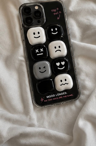 Tough Phone Case — Mood Loaded Black/White Emoji Design (Flip It, Feel It)