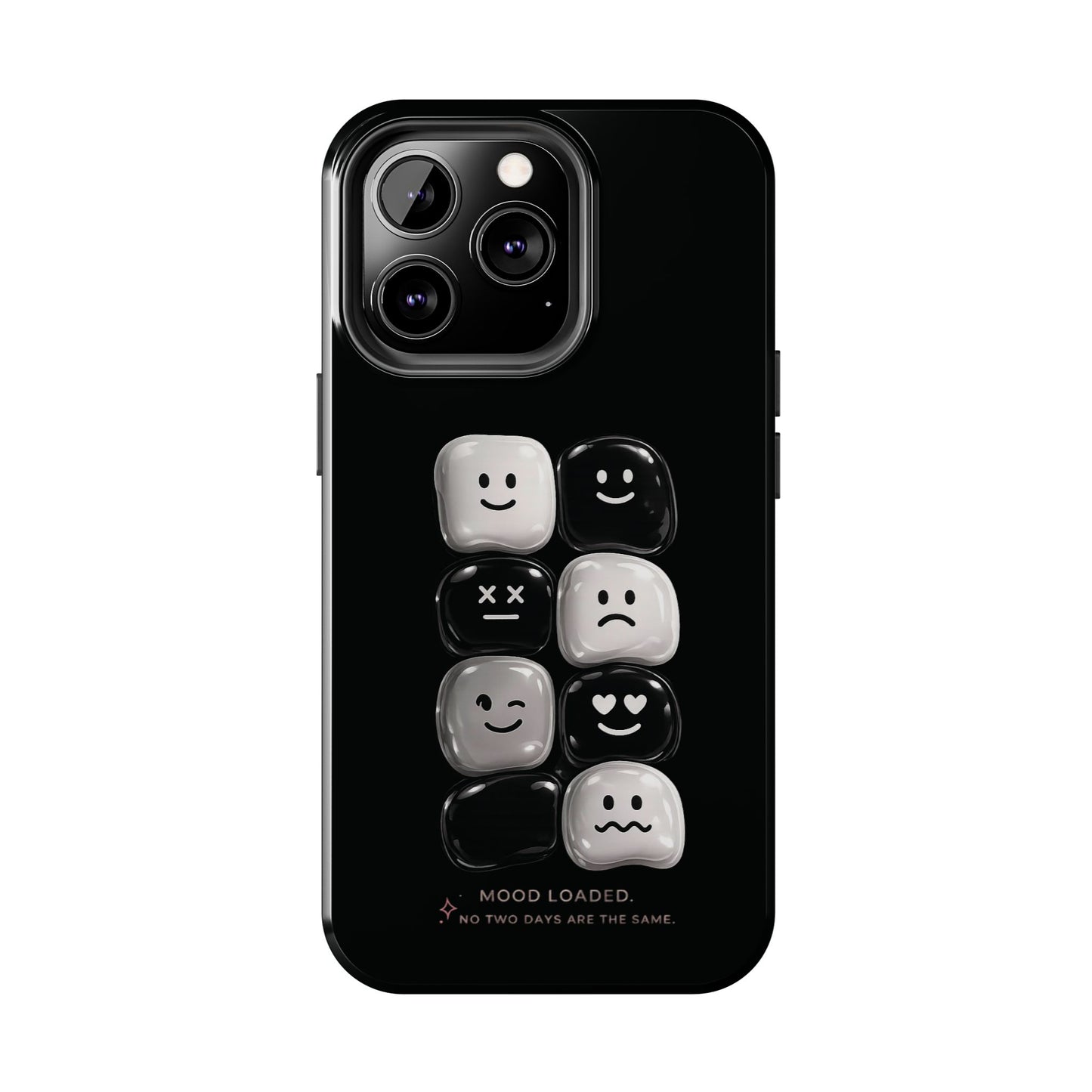 Tough Phone Case — Mood Loaded Black/White Emoji Design (Flip It, Feel It)