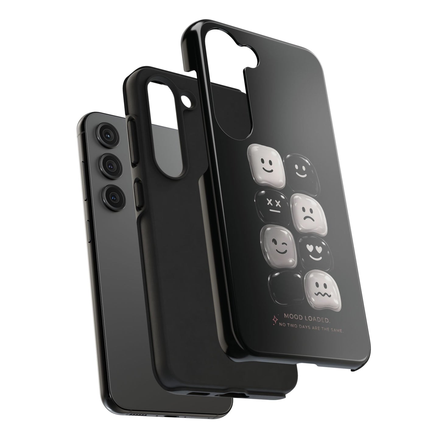 Tough Phone Case — Mood Loaded Black/White Emoji Design (Flip It, Feel It)