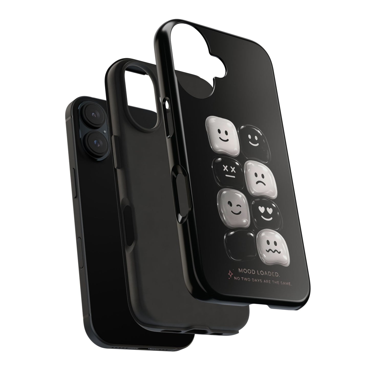 Tough Phone Case — Mood Loaded Black/White Emoji Design (Flip It, Feel It)