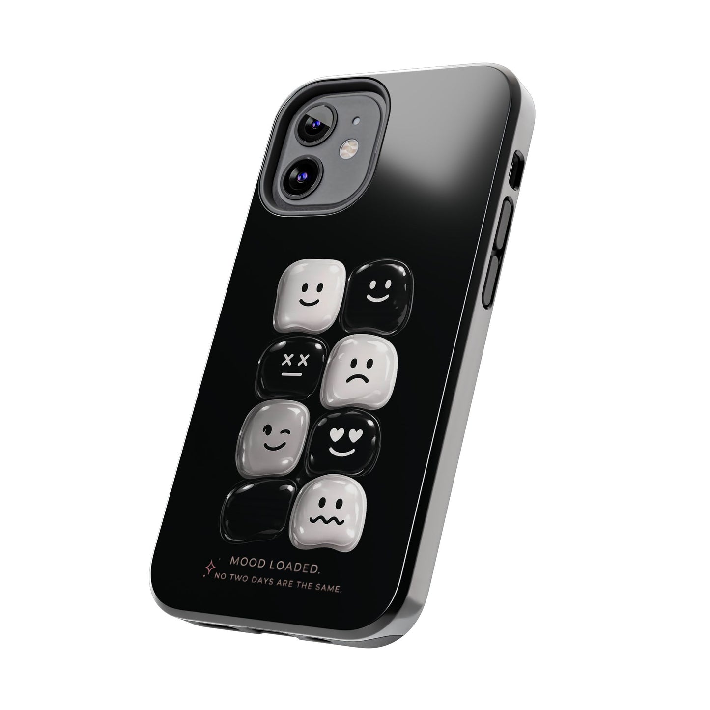 Tough Phone Case — Mood Loaded Black/White Emoji Design (Flip It, Feel It)