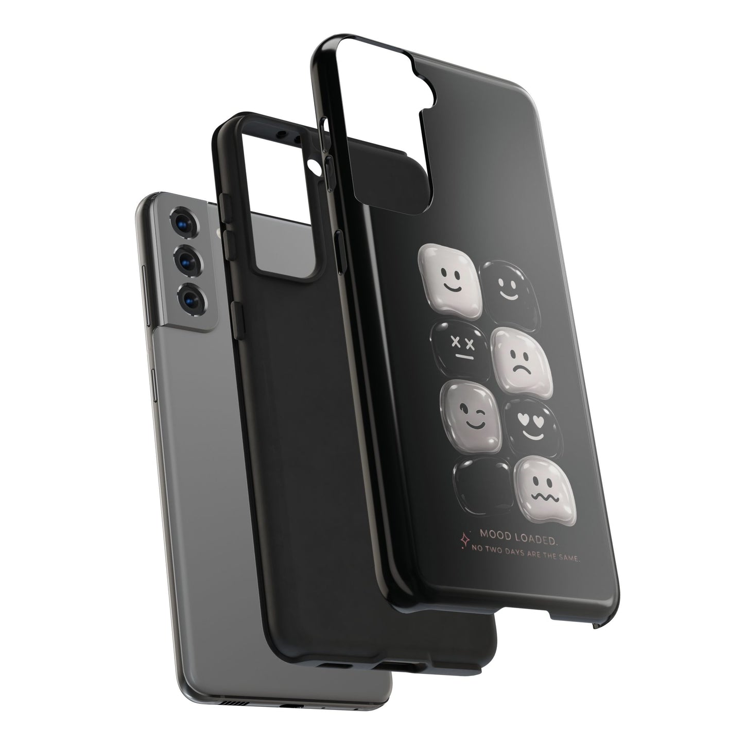 Tough Phone Case — Mood Loaded Black/White Emoji Design (Flip It, Feel It)