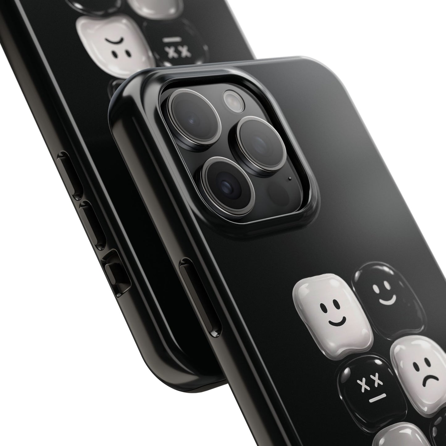 Tough Phone Case — Mood Loaded Black/White Emoji Design (Flip It, Feel It)