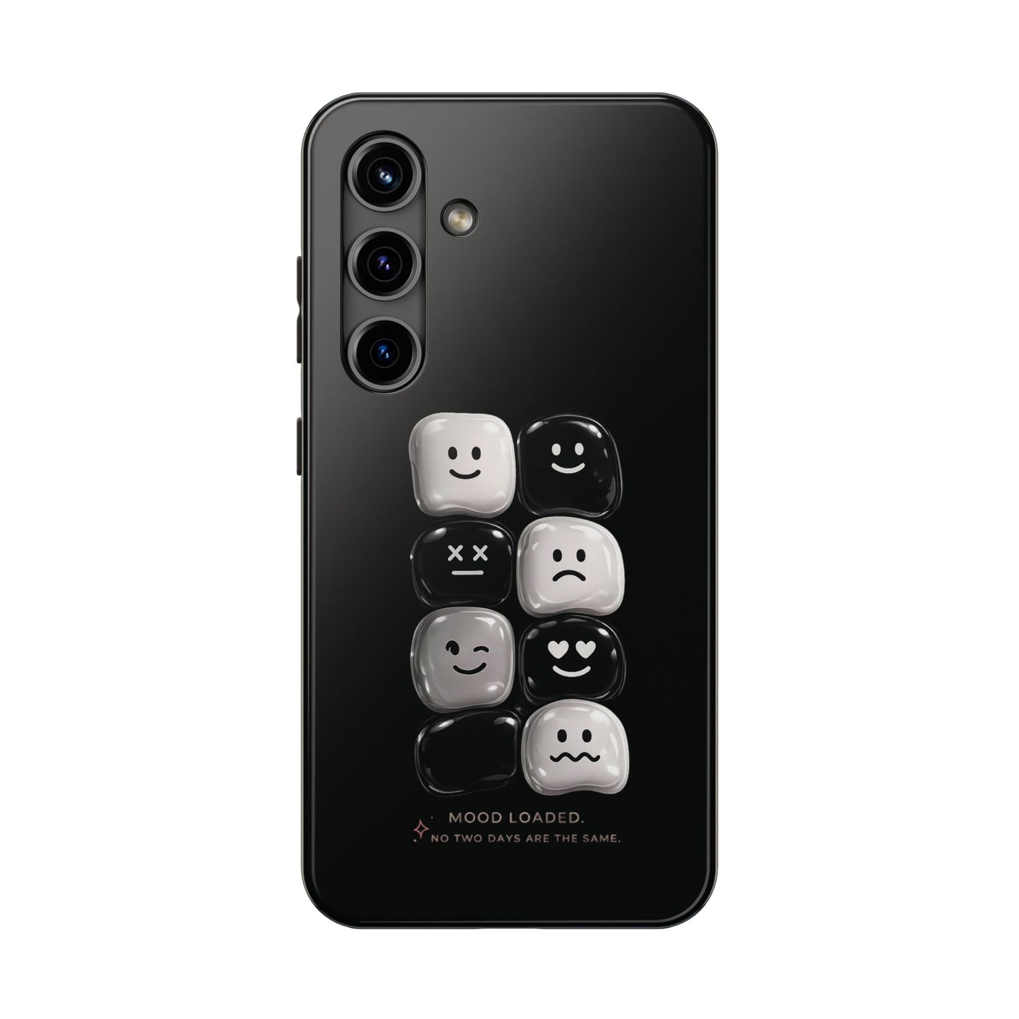 Tough Phone Case — Mood Loaded Black/White Emoji Design (Flip It, Feel It)