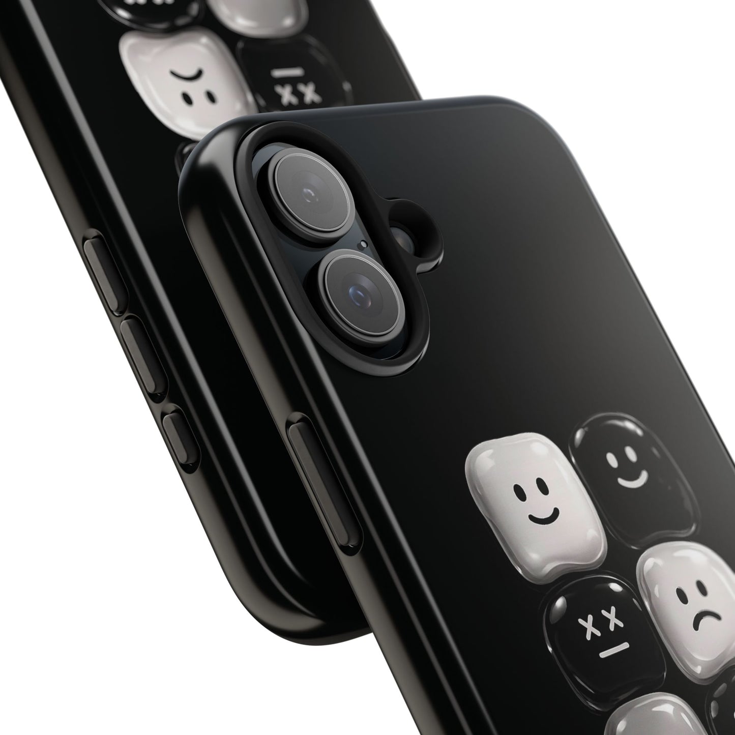 Tough Phone Case — Mood Loaded Black/White Emoji Design (Flip It, Feel It)