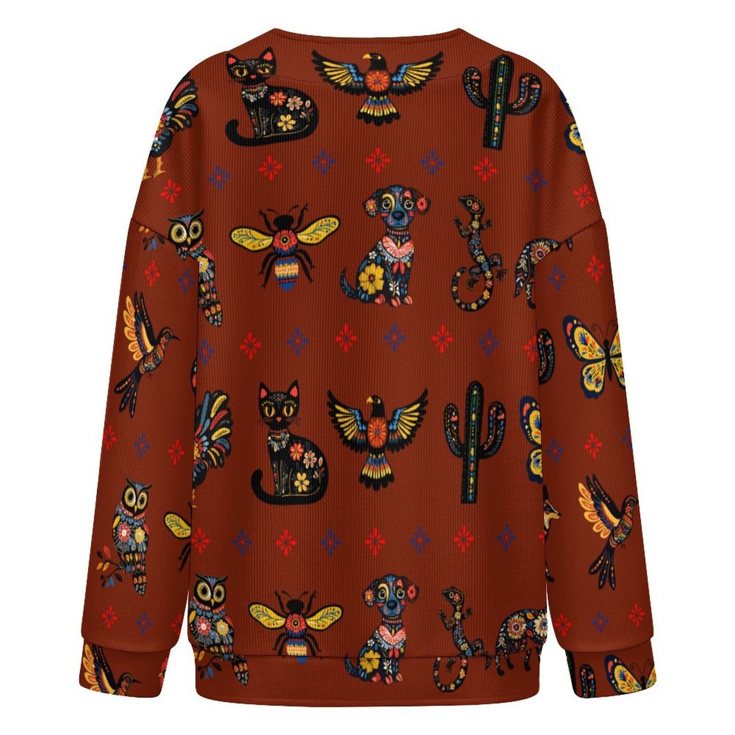 Baha Ranch Colores de Mexico Talavera Floral Animals Drop Shoulder Cardigan