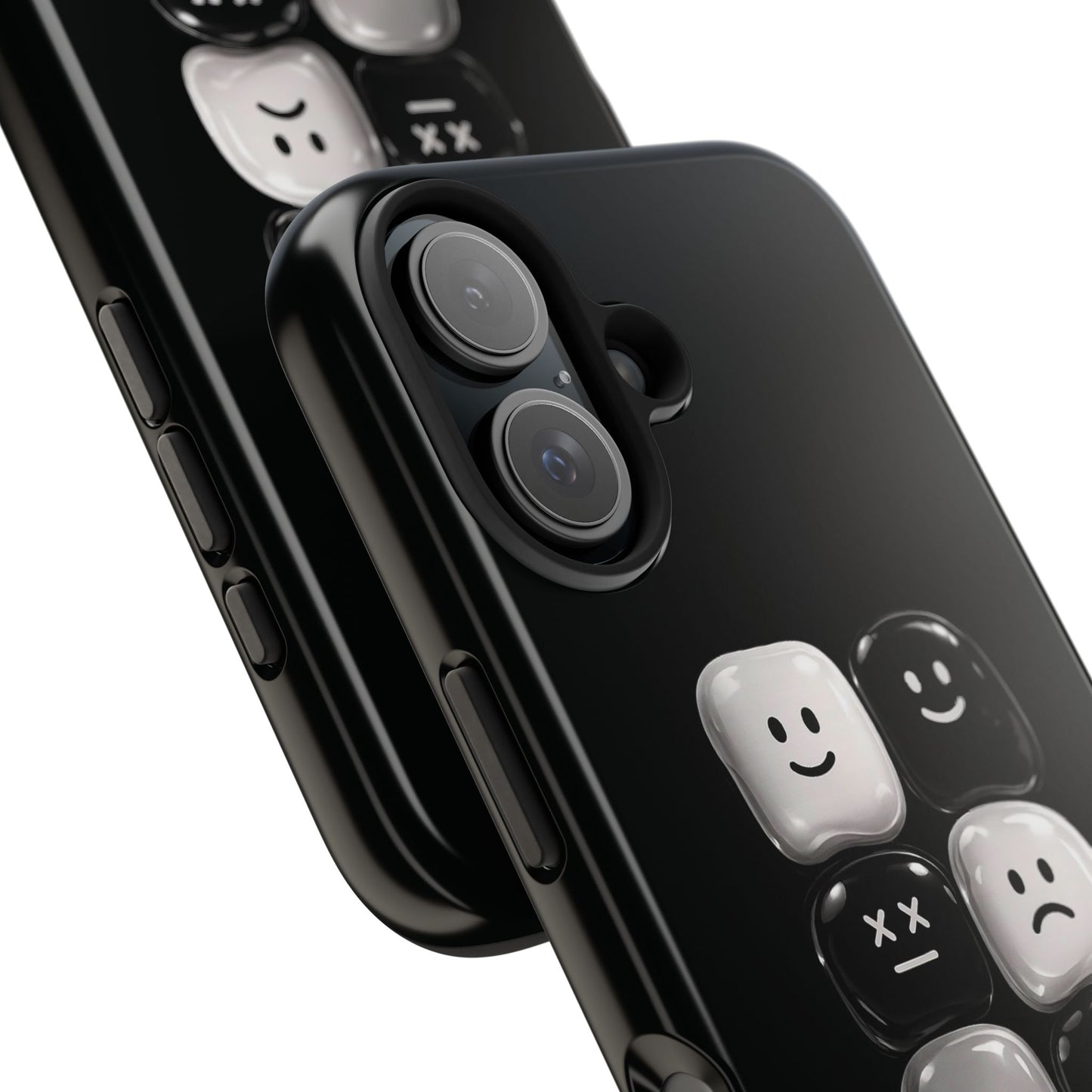 Tough Phone Case — Mood Loaded Black/White Emoji Design (Flip It, Feel It)