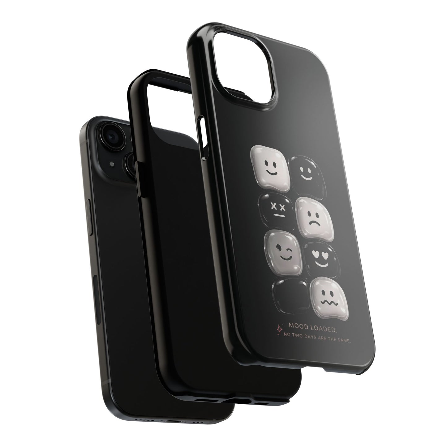 Tough Phone Case — Mood Loaded Black/White Emoji Design (Flip It, Feel It)