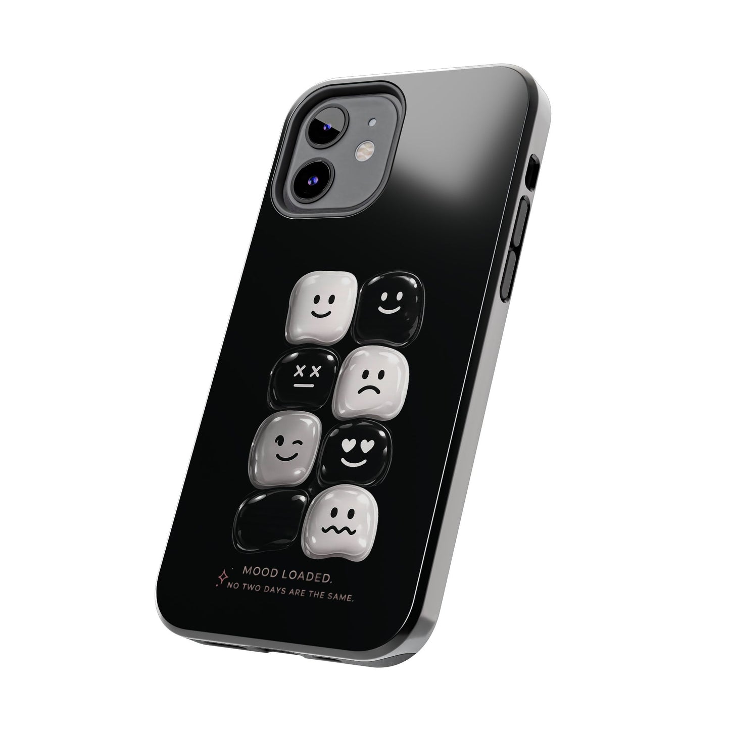 Tough Phone Case — Mood Loaded Black/White Emoji Design (Flip It, Feel It)