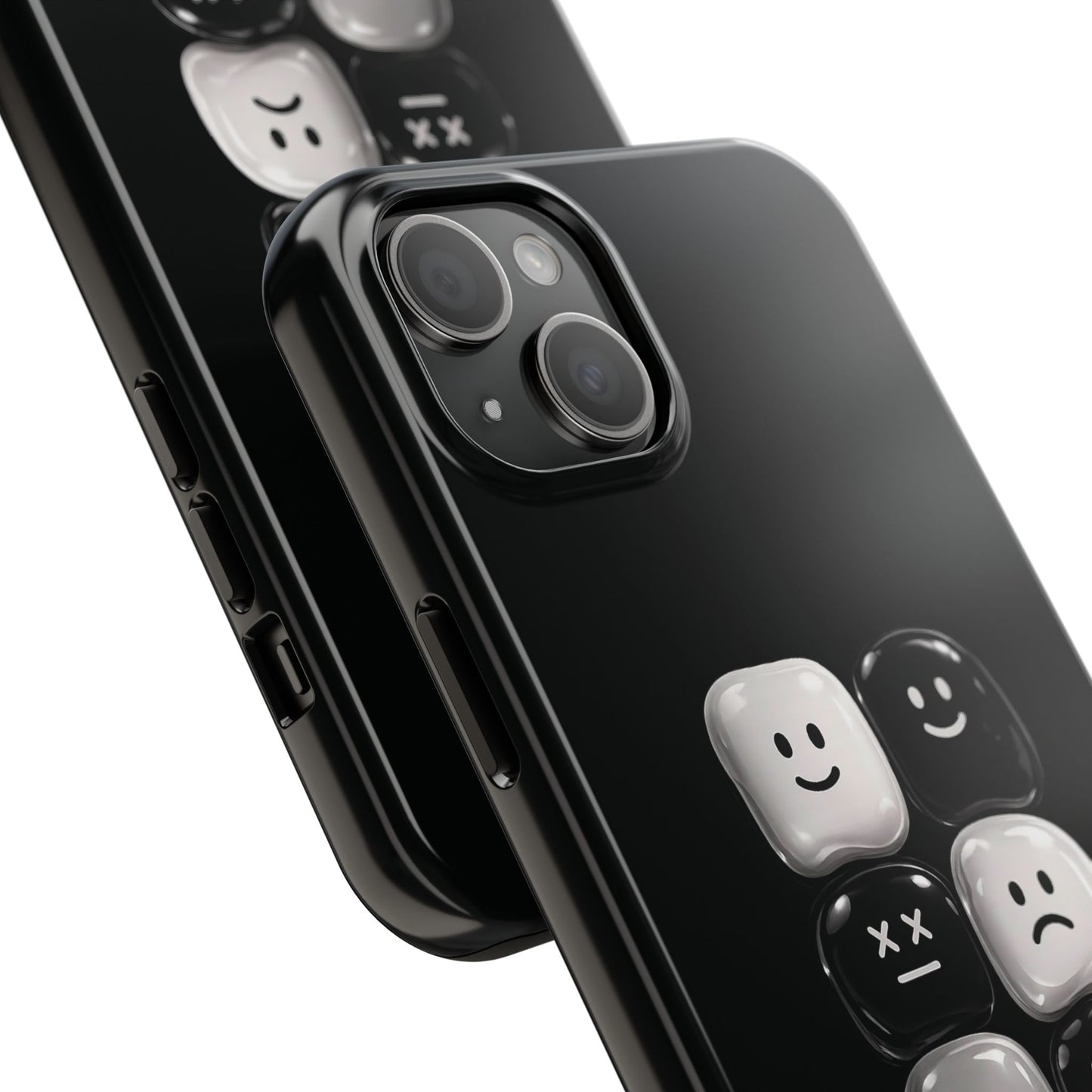 Tough Phone Case — Mood Loaded Black/White Emoji Design (Flip It, Feel It)