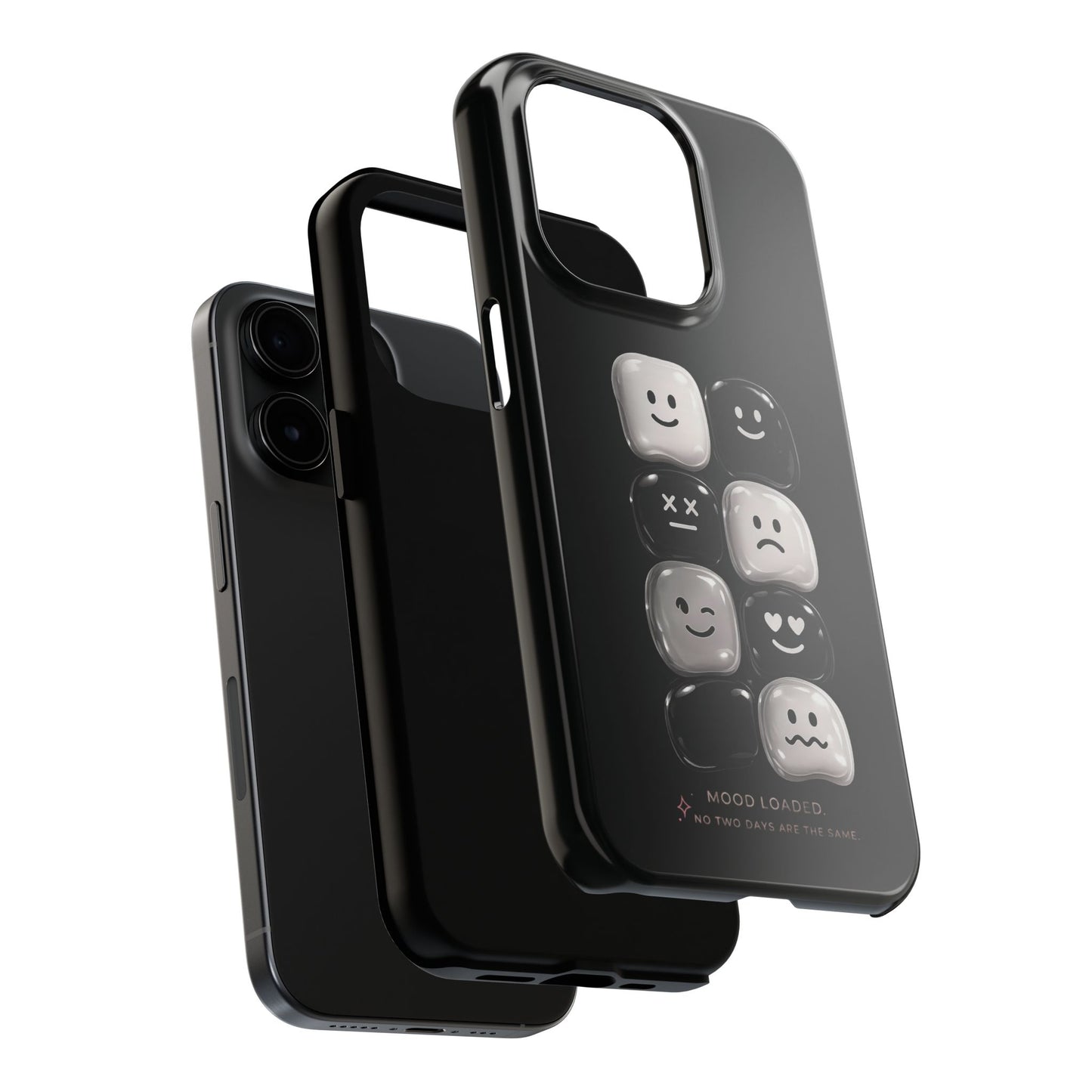 Tough Phone Case — Mood Loaded Black/White Emoji Design (Flip It, Feel It)