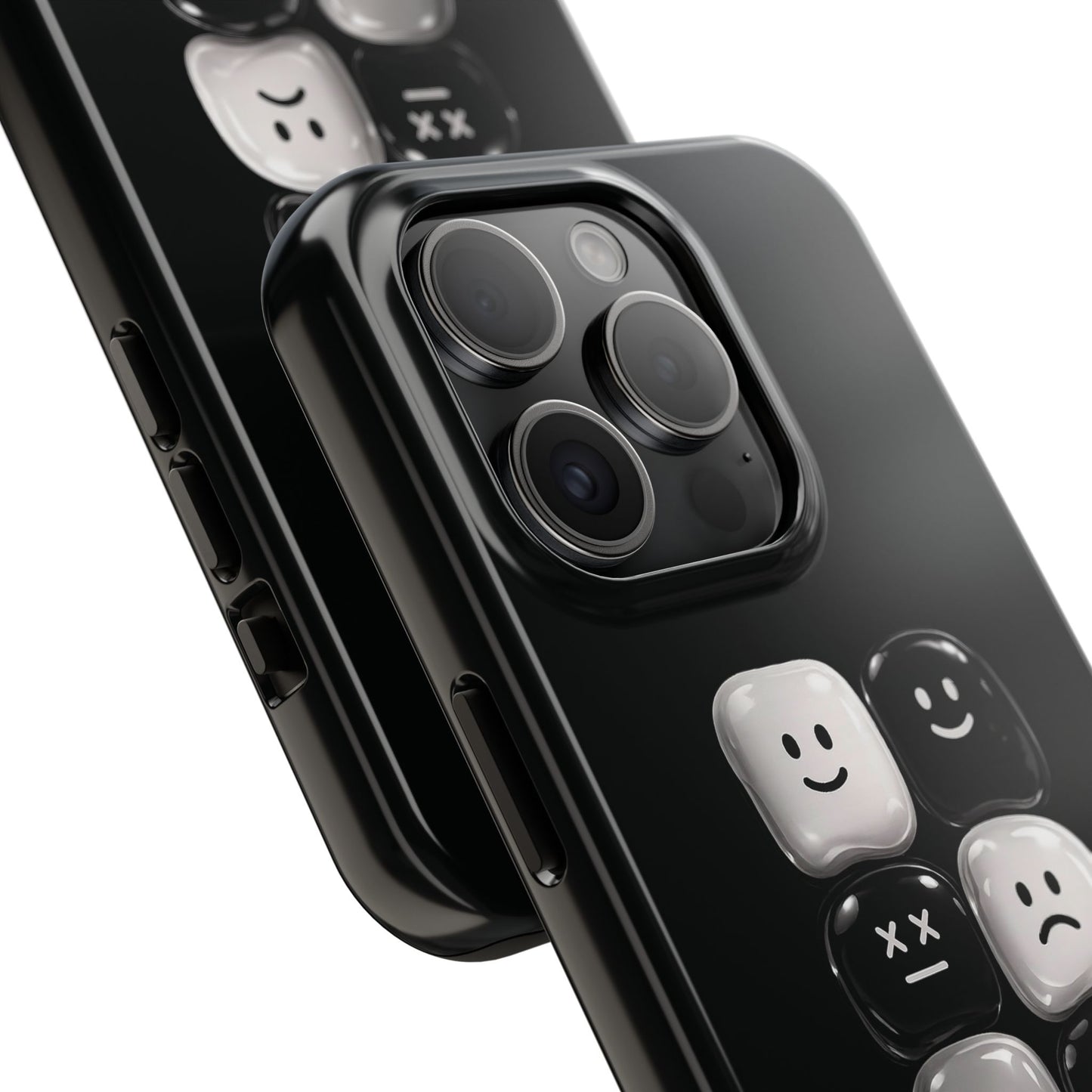 Tough Phone Case — Mood Loaded Black/White Emoji Design (Flip It, Feel It)
