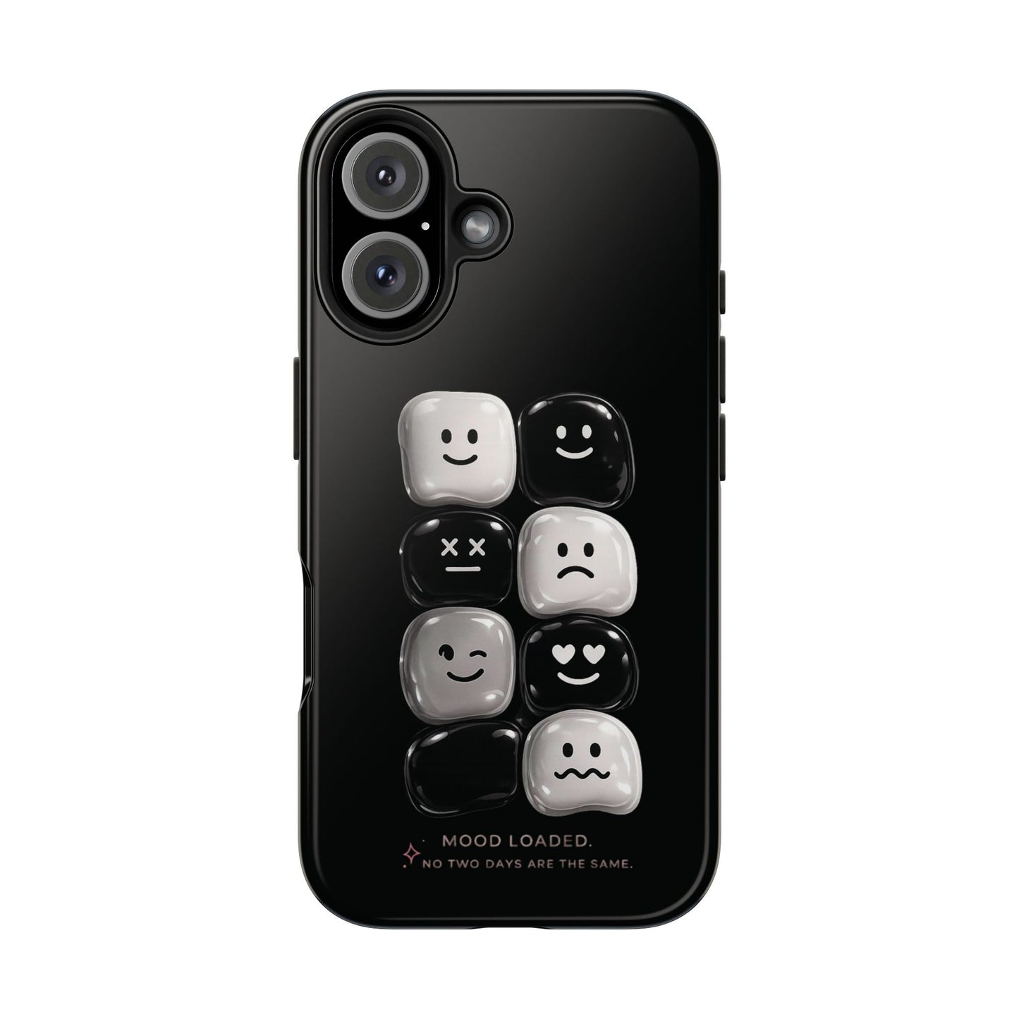 Tough Phone Case — Mood Loaded Black/White Emoji Design (Flip It, Feel It)