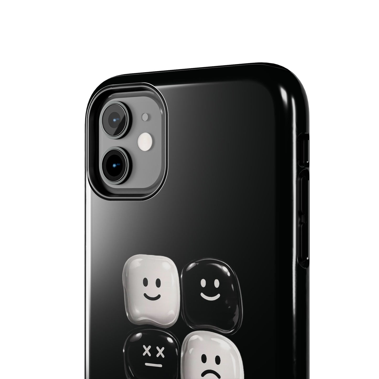 Tough Phone Case — Mood Loaded Black/White Emoji Design (Flip It, Feel It)