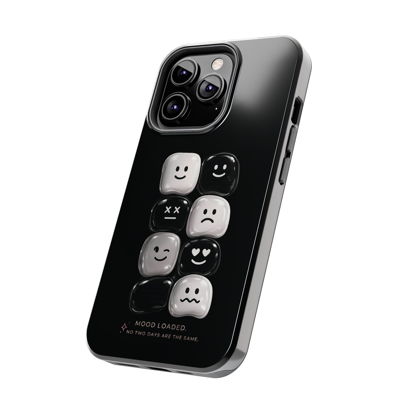 Tough Phone Case — Mood Loaded Black/White Emoji Design (Flip It, Feel It)