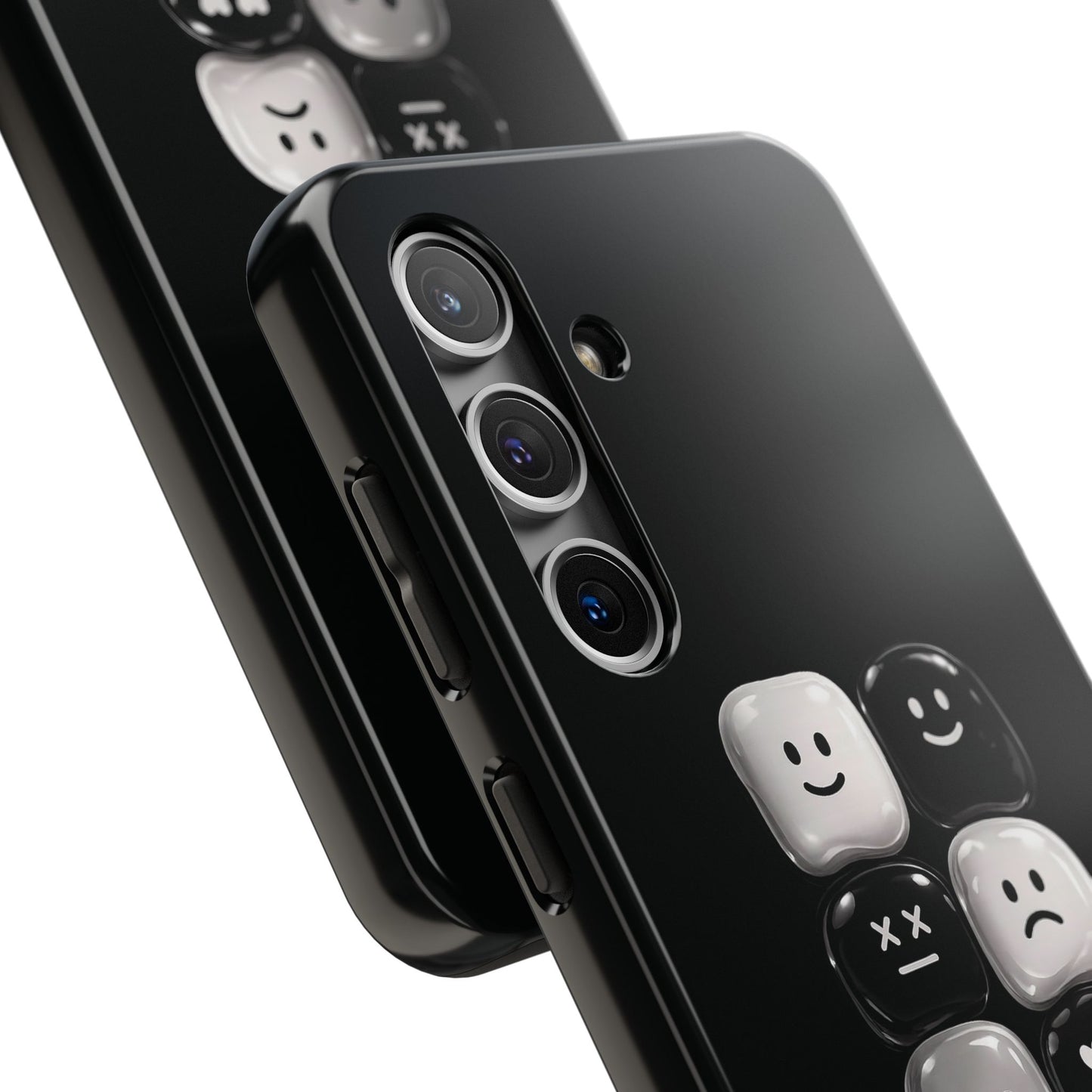 Tough Phone Case — Mood Loaded Black/White Emoji Design (Flip It, Feel It)